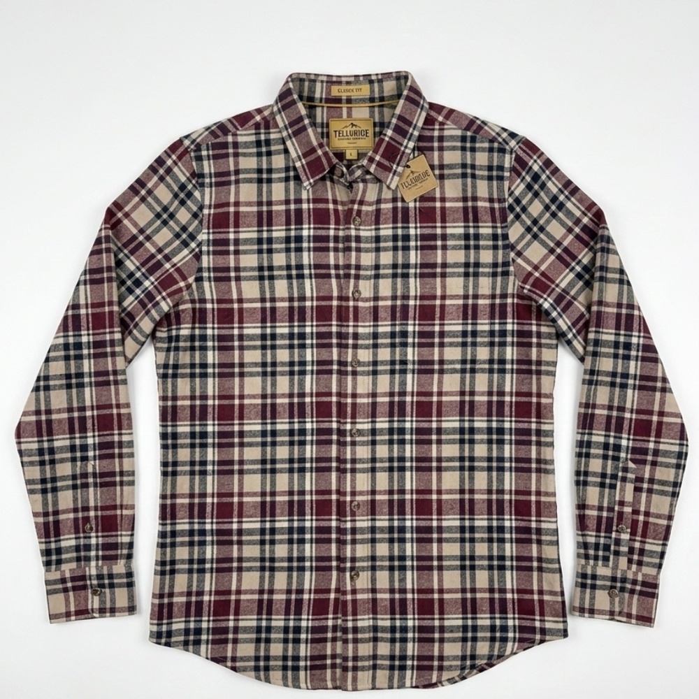 Telluride Clothing Co. Men’s Plaid Flannel Shirt –Cotton Button Down Size M